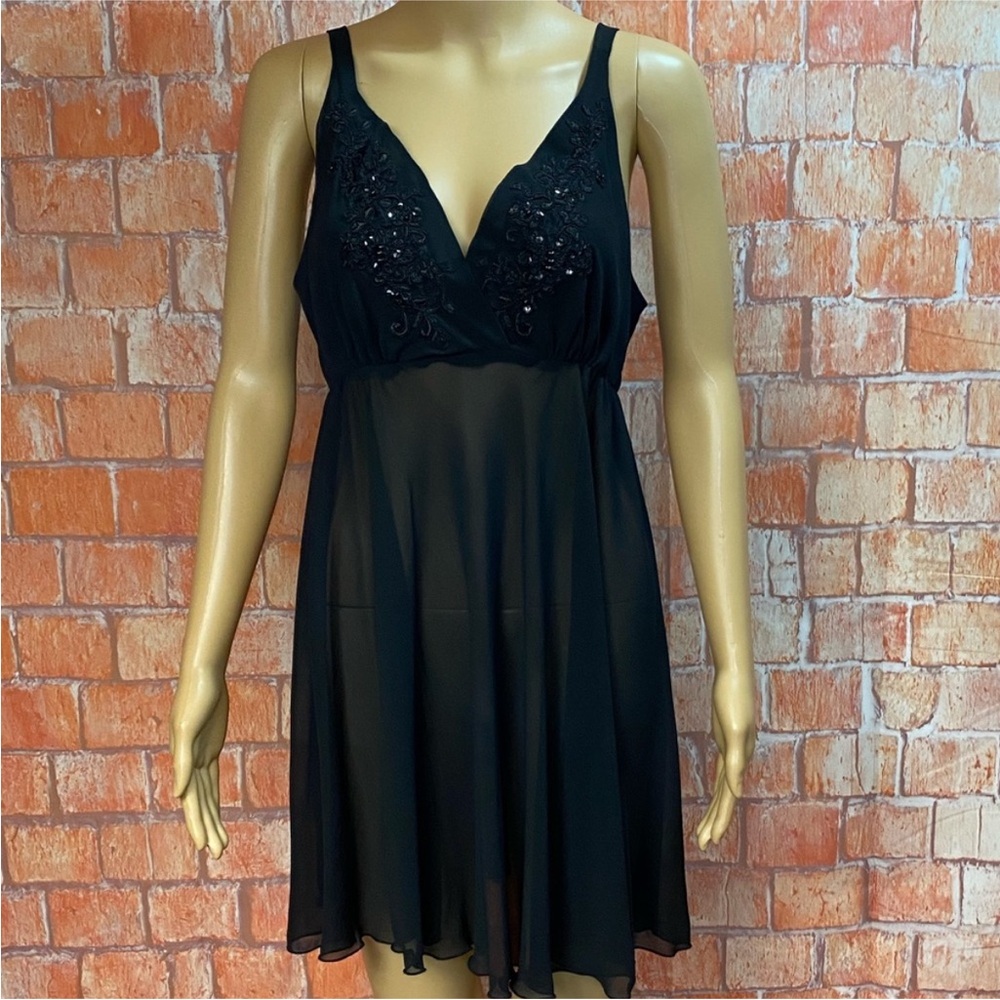 Linea Donatella Black Chiffon Babydoll Nightgown